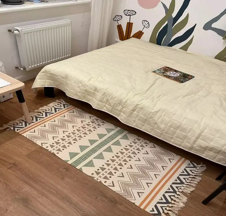 Macrame Handwoven Bohemian Cotton Rope Boho Tapestry Home Decor Creamy-White Wall Hanging Decoration Art Tapestry