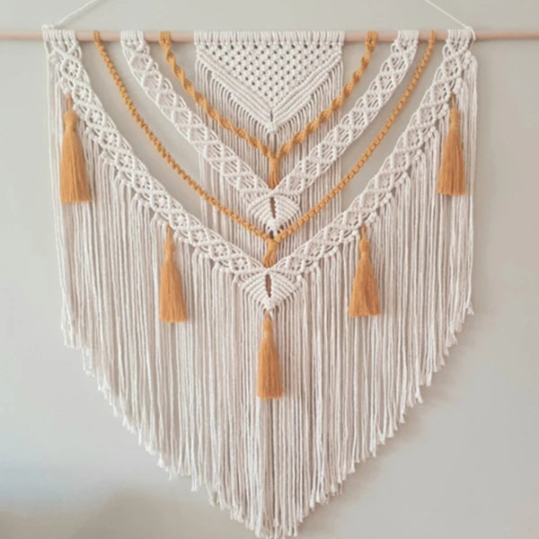 Hand-woven Color Macrame Tapestry Wall Ornament Bohemian Craft Decoration Gorgeous Tapestry For Home Bedroom 70 * 90cm