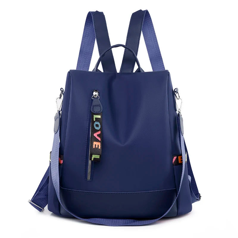Women's Anti-Theft Nylon Backpack with Zipper Closure Portable Waterproof School and Travel Bag Large Capacity for Girls