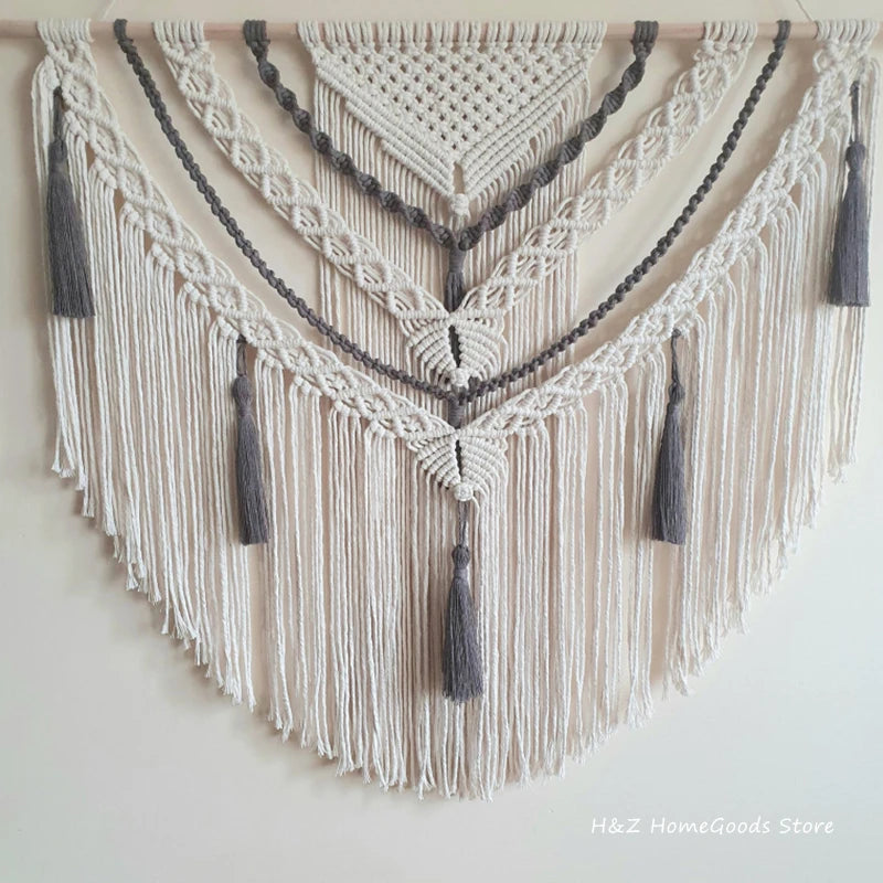 Hand-woven Color Macrame Tapestry Wall Ornament Bohemian Craft Decoration Gorgeous Tapestry For Home Bedroom 70 * 90cm