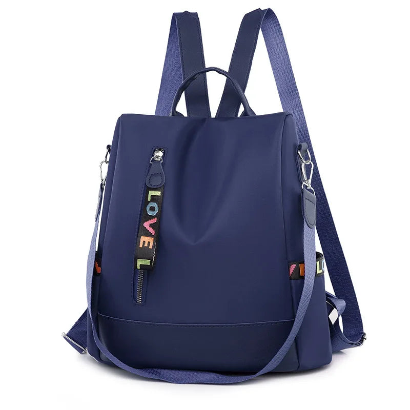 Women's Anti-Theft Nylon Backpack with Zipper Closure Portable Waterproof School and Travel Bag Large Capacity for Girls