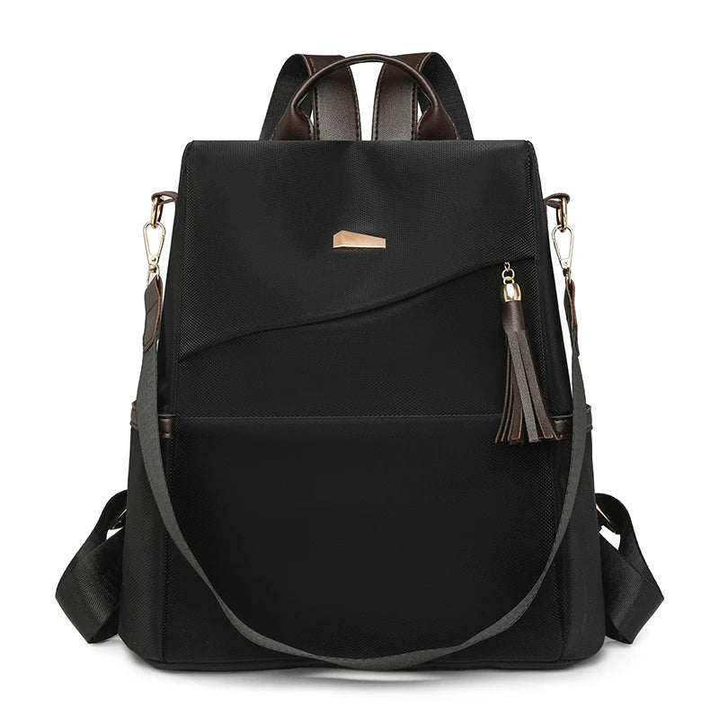 Newest Trending Portable Waterproof Anti-theft PU Luxury Backpack Color Contrast Double Shoulder Bags Unique Design Women's