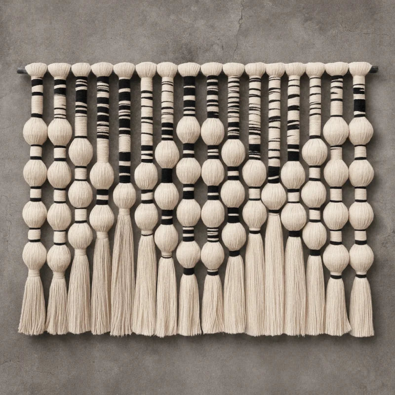 Factory New Design Customizable Black White Spherical Macramé Wall Hanging for Commercial Interiors