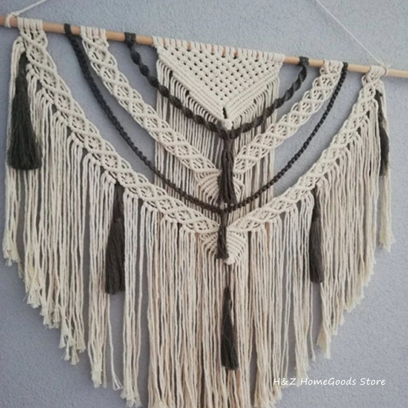 Hand-woven Color Macrame Tapestry Wall Ornament Bohemian Craft Decoration Gorgeous Tapestry For Home Bedroom 70 * 90cm