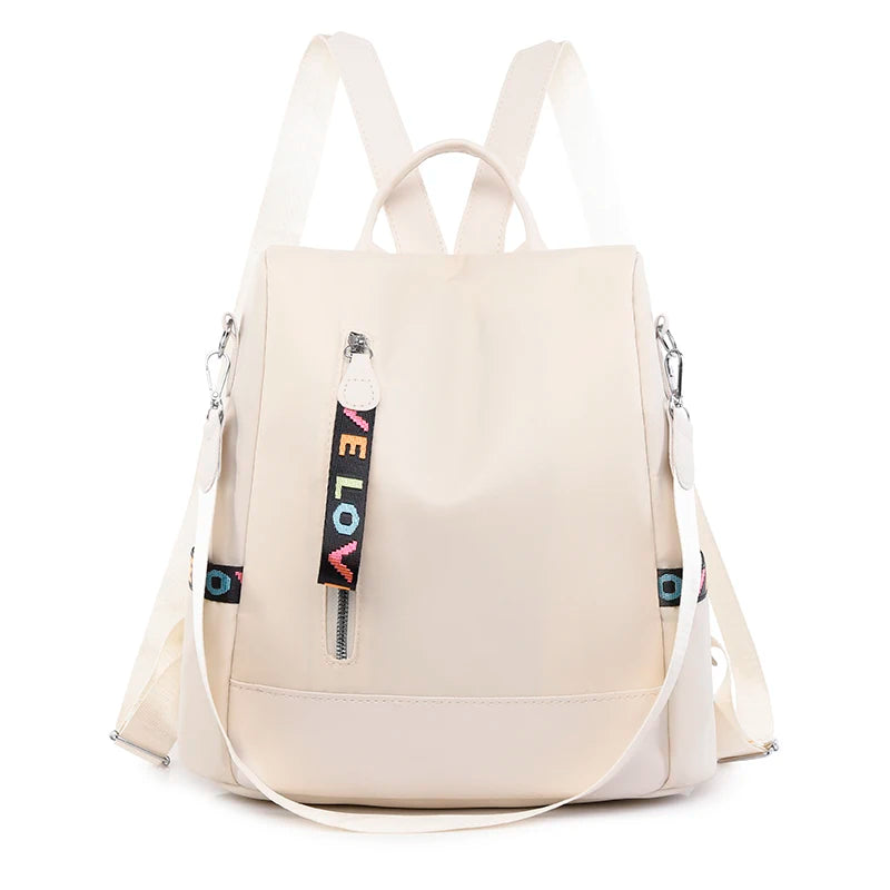 Women's Anti-Theft Nylon Backpack with Zipper Closure Portable Waterproof School and Travel Bag Large Capacity for Girls