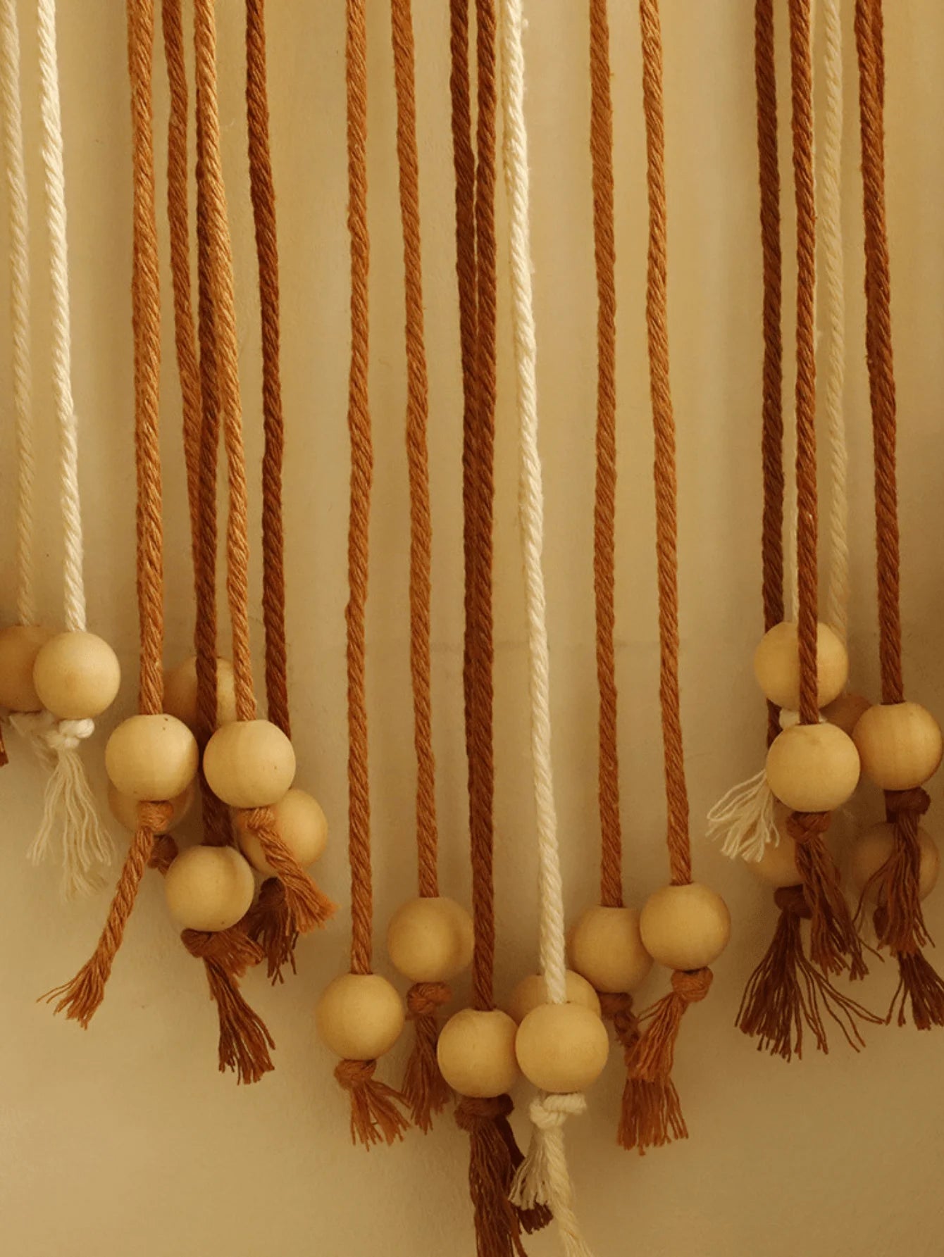 Trendy Boho Macrame Wall Hanging Organic Cotton Leaf Pattern Tapestry with Wood Beads Yoga Studio Decor Eco Friendly Home Accent