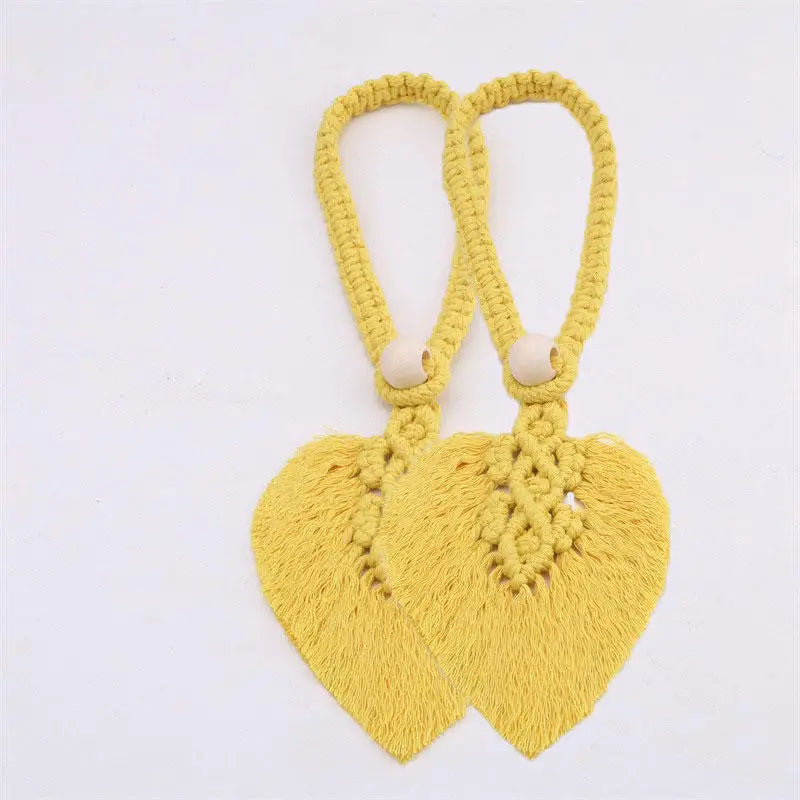 1/2PCs Handmade Curtain Tiebacks Macrame Tassel Leaf Shaped Curtain Holdback Braided Tie Back Holder Bohemian Home Decoration