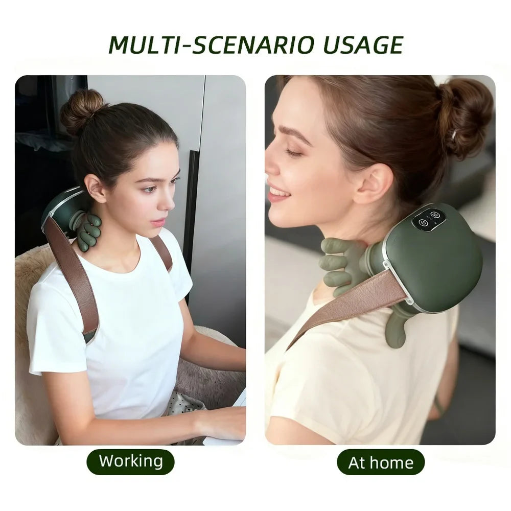 Wireless 4D Neck & Shoulder Massager – Bionic Finger Cervical & Trapezius Kneading Device