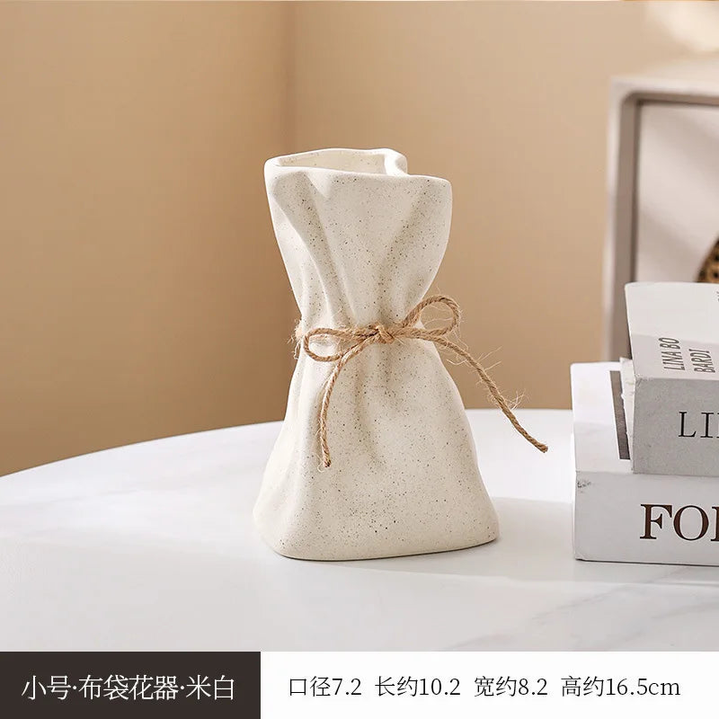 Ceramic Vase and Glass Flower Vase Hydroponic Money Bag Shaped Vase