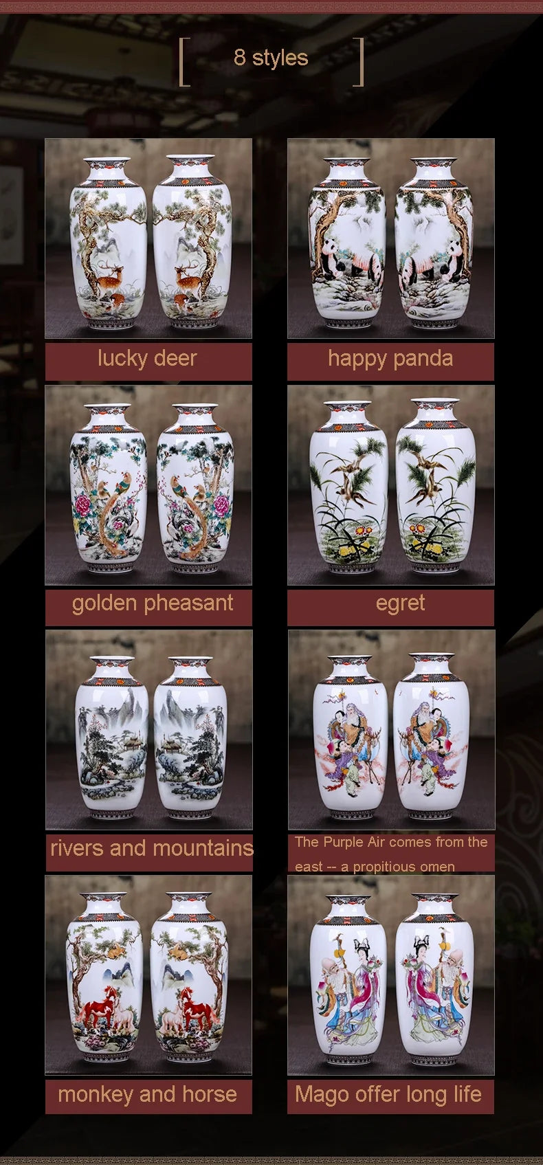 Ceramic Jingdezhen Vase Chinese Traditional Flower Vases