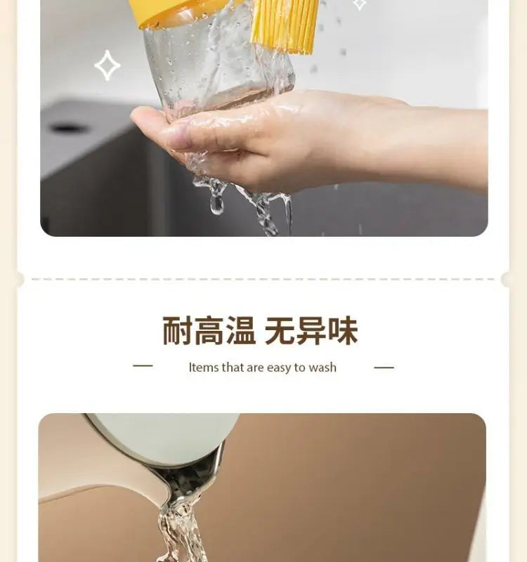 Oil Brush Bottle, Glass Oil Bottle Brush, Household with Lid, Oil Control, Barbecue, Baking, Pancake Oil Brush