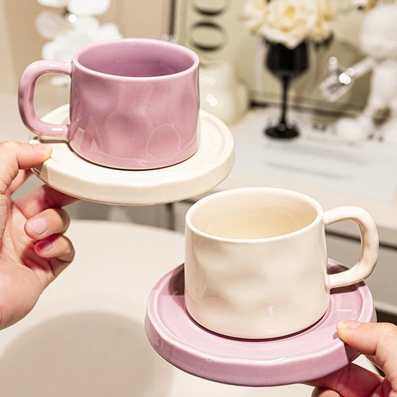 Ceramic Mugs Cute Coffee Cups and Saucers Creative Exquisite Afternoon teacup Breakfast Milk Mug Girl Gift Coffee Cup Water cups