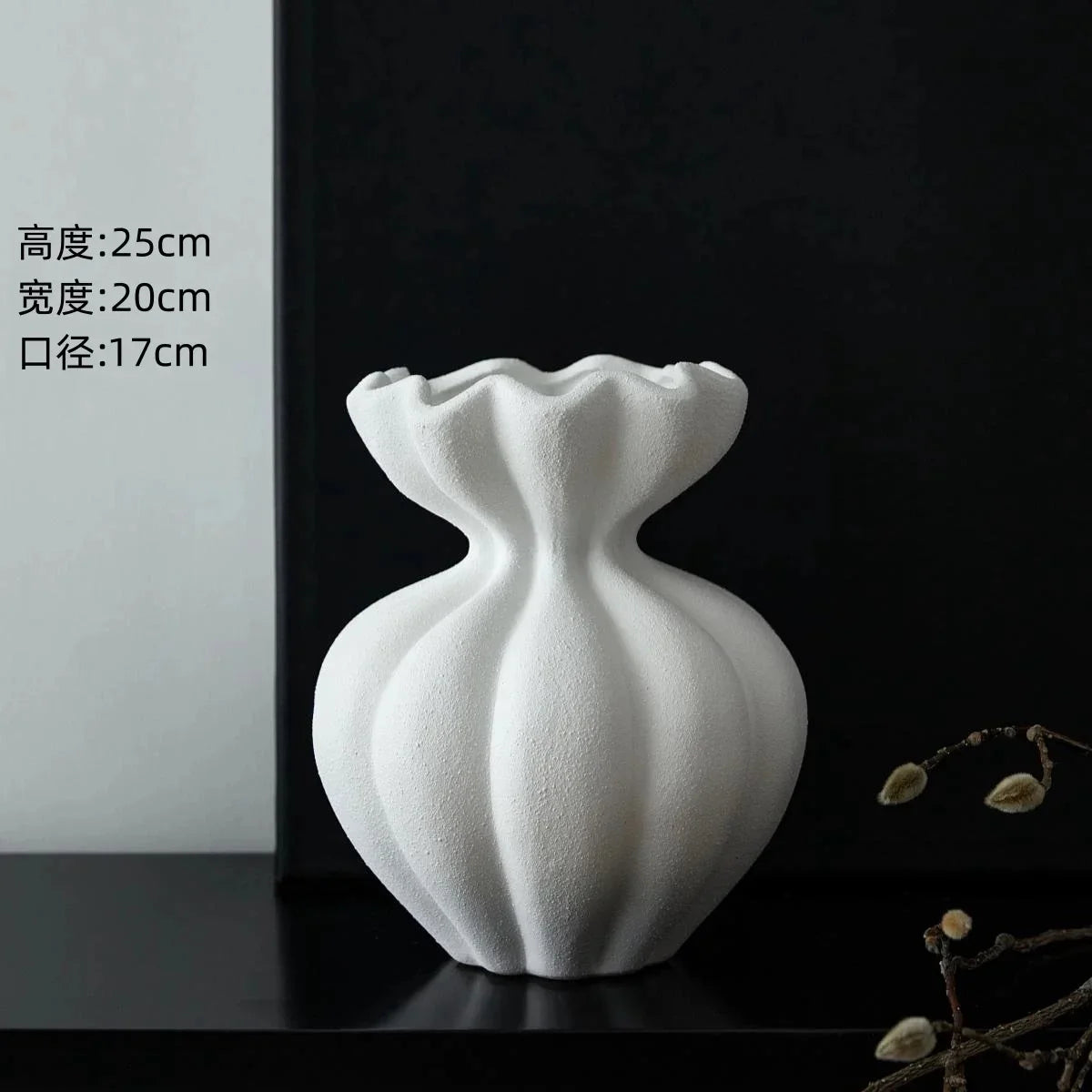 French Ceramic Vase Minimalist Floral Vessel Table Centerpiece Home Decor