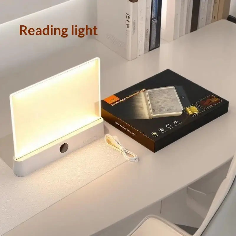 Reading Lamp Book Light Rechargeable Clear LED Flat Reading Light Dimmable Panel Plate Lamp 3 Colors Timer Full Page Light
