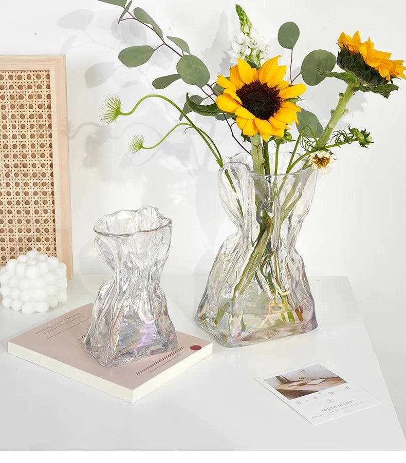 Ceramic Vase and Glass Flower Vase Hydroponic Money Bag Shaped Vase