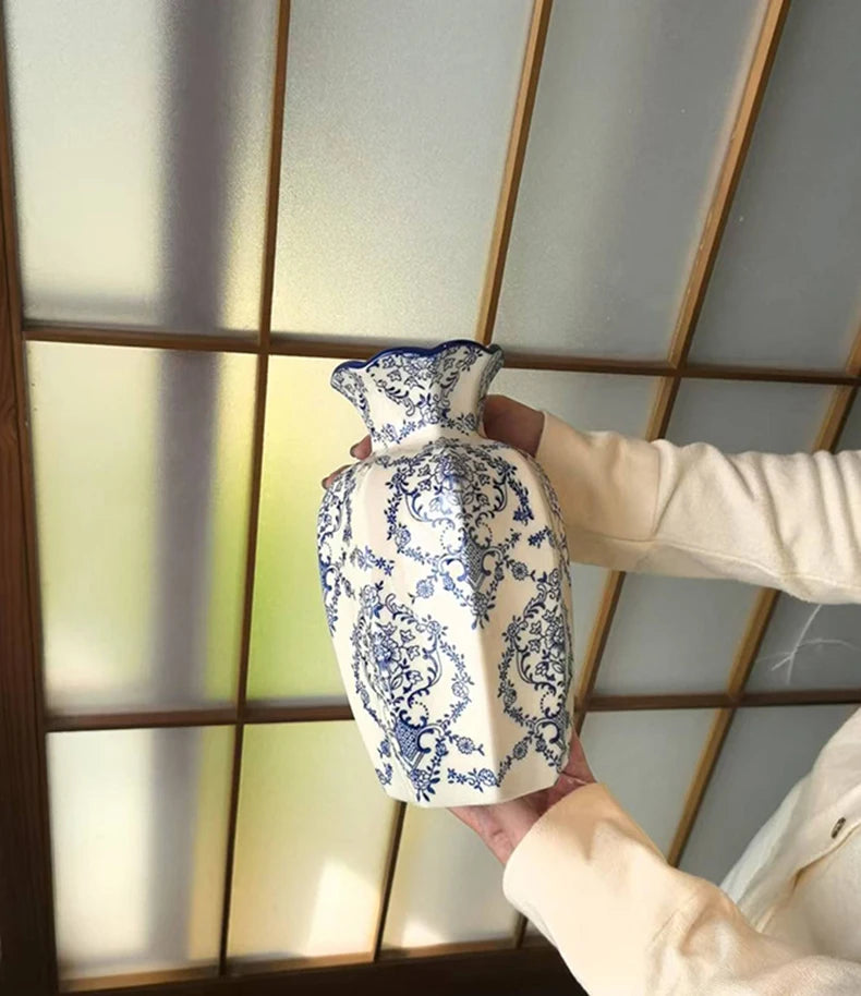 Hand-Painted Blue White Porcelain Vase