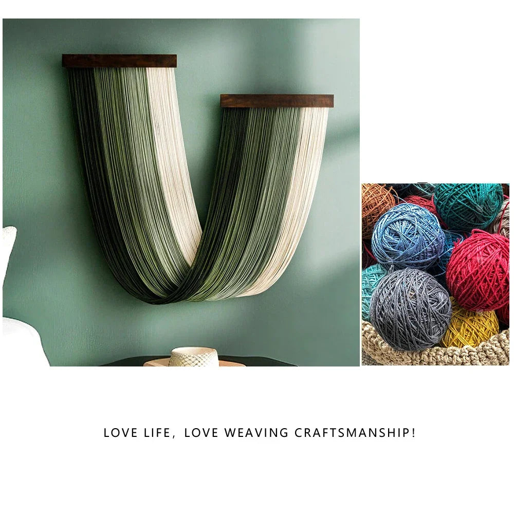 Large Macrame Wall Hanging Tapestry with Wooden Stick Hand-Woven Bohemia Tassel Curtain Tapestry Wedding Backgrou Boho Decor