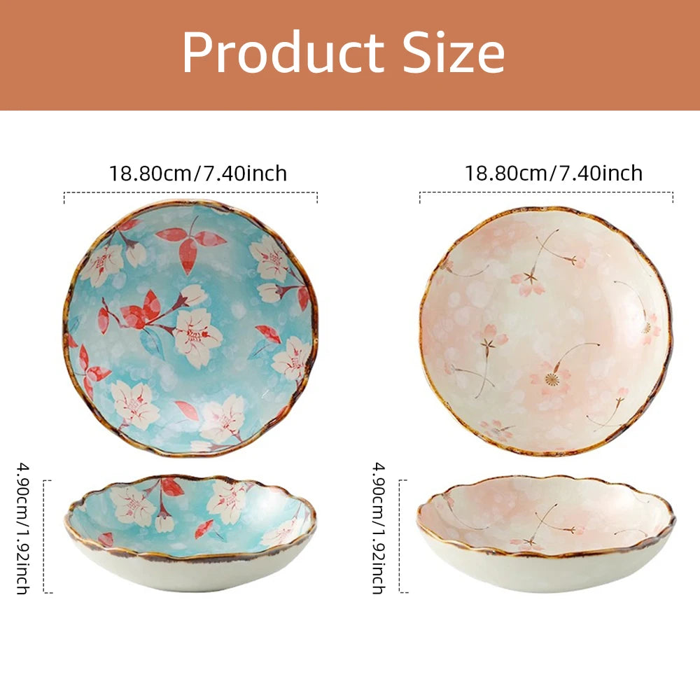 7.4inch Ceramic Dinner Plates Japanese Retro Deep Round Plate Dinner Plates Pasta Plate Kitchen Tableware Microwave Oven Bakware
