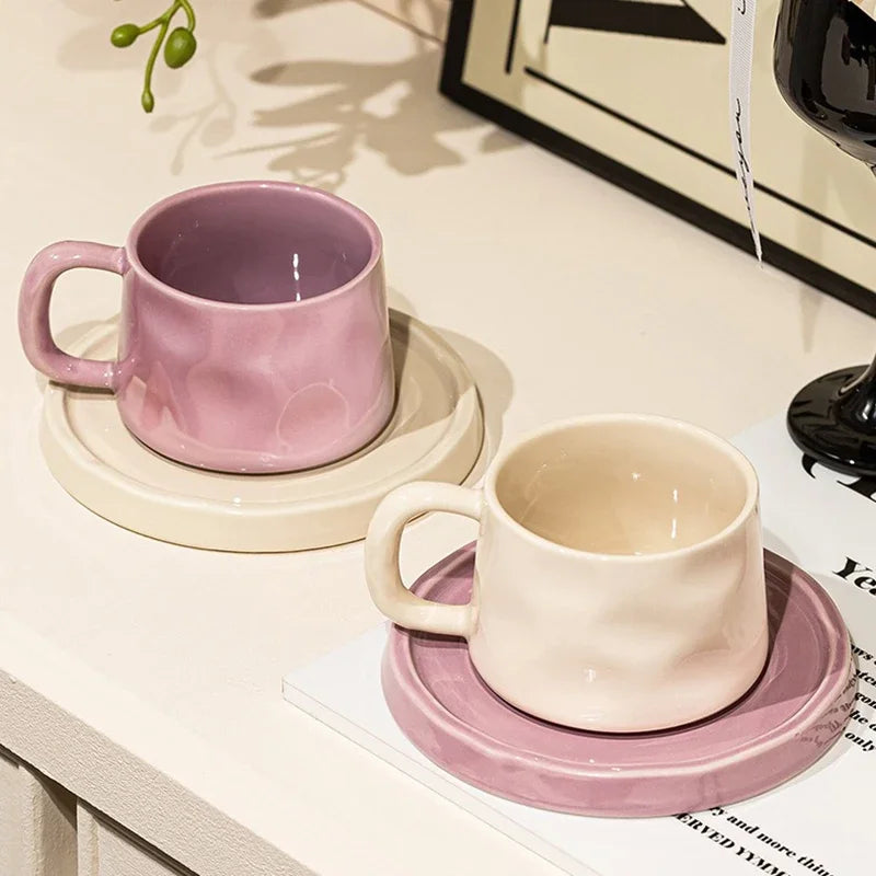 Ceramic Mugs Cute Coffee Cups and Saucers Creative Exquisite Afternoon teacup Breakfast Milk Mug Girl Gift Coffee Cup Water cups