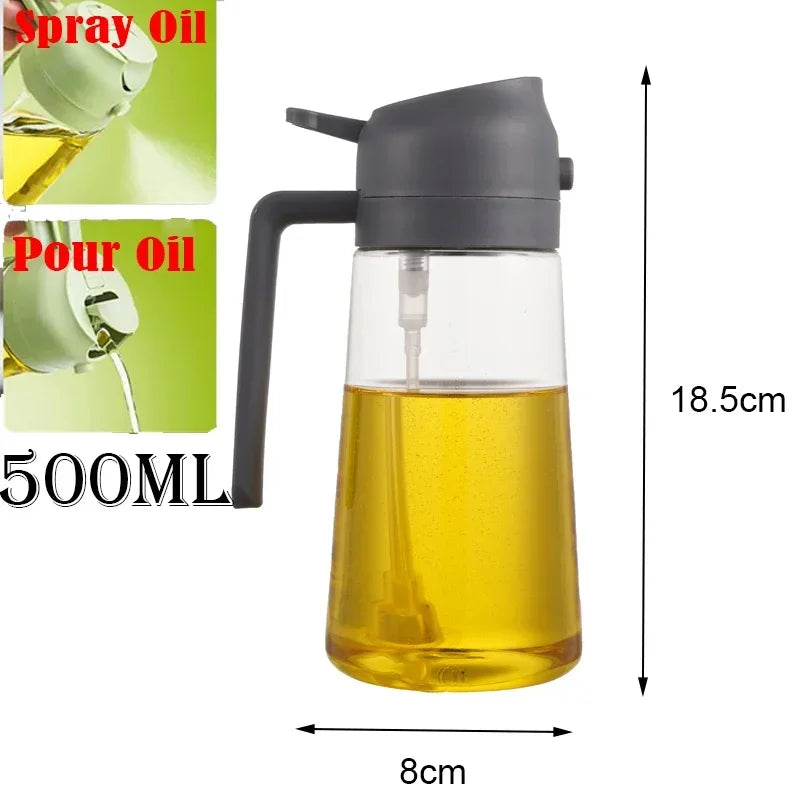 2 in 1 Pour Spray Sprayer Kitchen Fryer Air Spray Oil Dispenser Bottle for Olive Oil Cooking Frying BBQ Camping Large Capacity