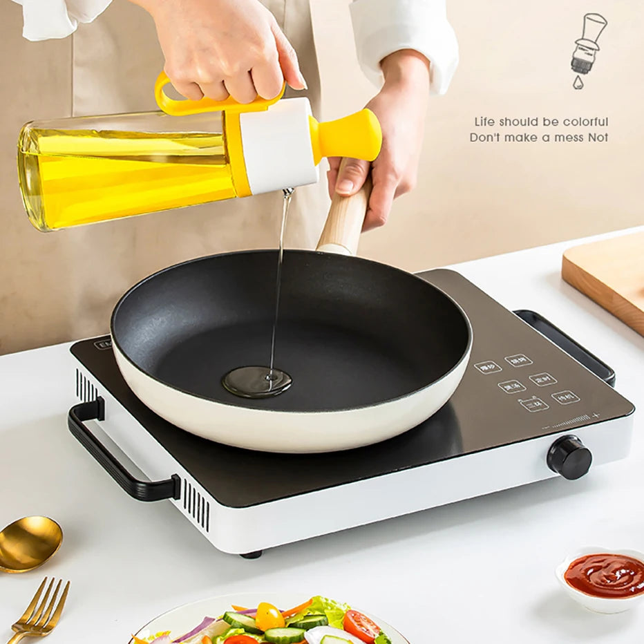 Large-capacity 2 in 1 Silicone Oil Bottle with Olive Oil Brush, Barbecue Steak Oil Sauce Brush Dispenser, Baking BBQ Tool