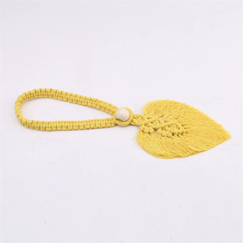 1/2PCs Handmade Curtain Tiebacks Macrame Tassel Leaf Shaped Curtain Holdback Braided Tie Back Holder Bohemian Home Decoration