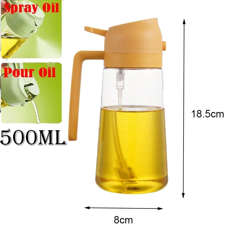 2 in 1 Pour Spray Sprayer Kitchen Fryer Air Spray Oil Dispenser Bottle for Olive Oil Cooking Frying BBQ Camping Large Capacity