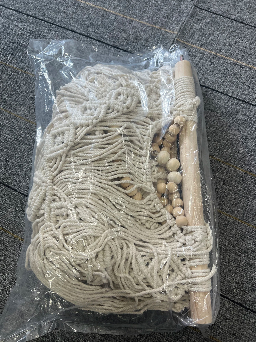 Macrame Handwoven Bohemian Cotton Rope Boho Tapestry Home Decor Creamy-White Wall Hanging Decoration Art Tapestry