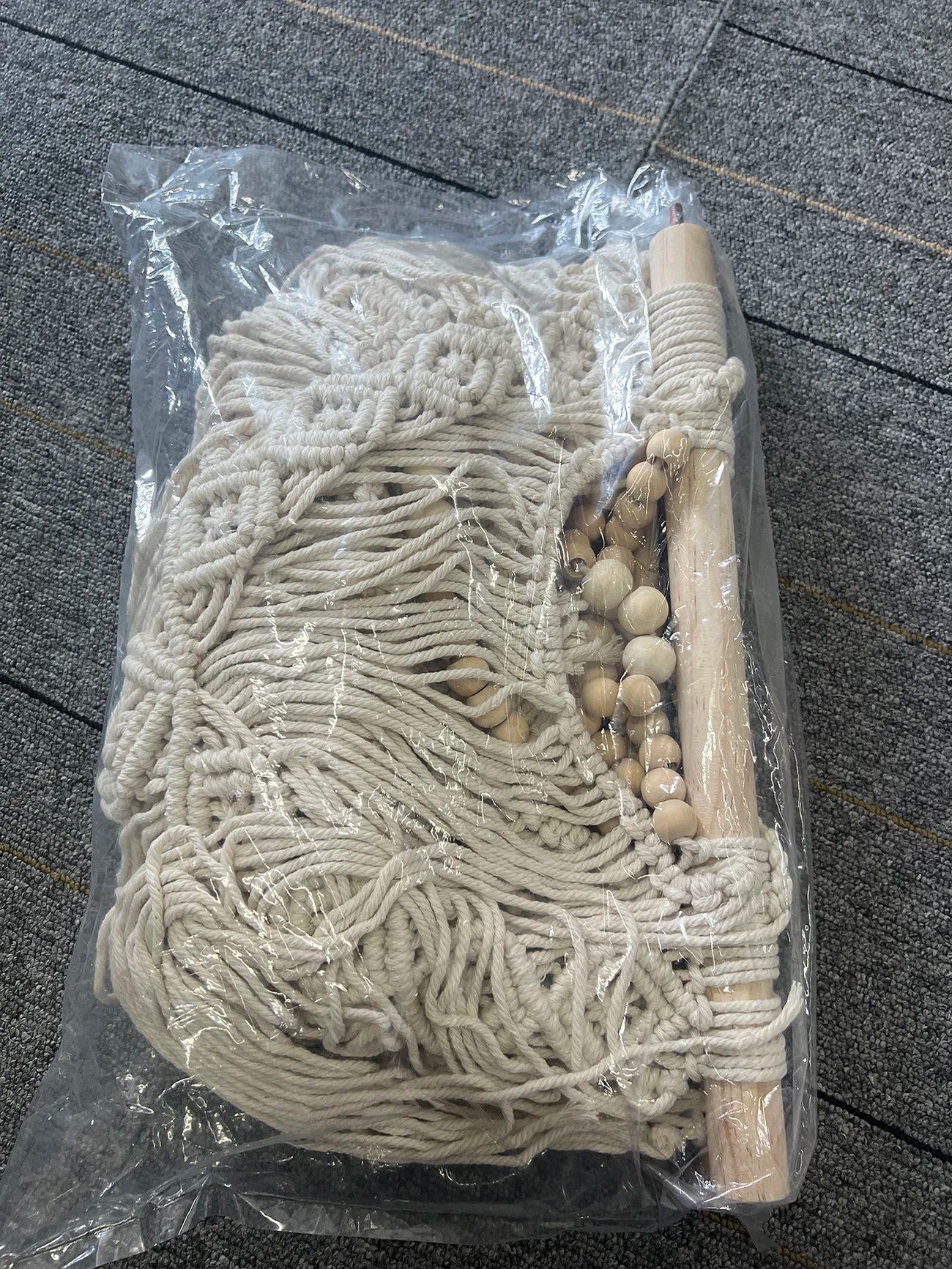 Macrame Handwoven Bohemian Cotton Rope Boho Tapestry Home Decor Creamy-White Wall Hanging Decoration Art Tapestry