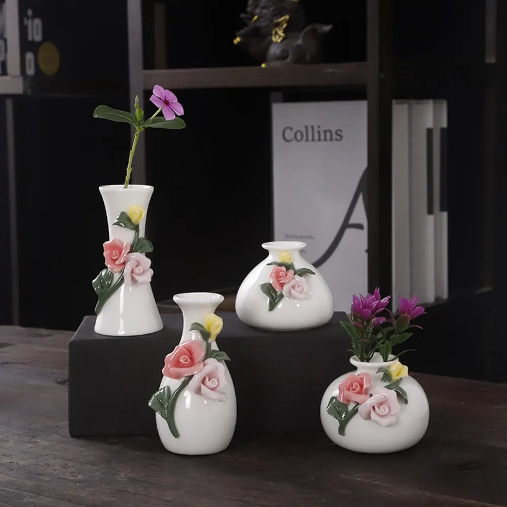 Handmade Flower Vases Ceramic Hydroponic Mini Flower Inserted Dry Flower Fragrance Bottle Home Decorations Floreros Vintage
