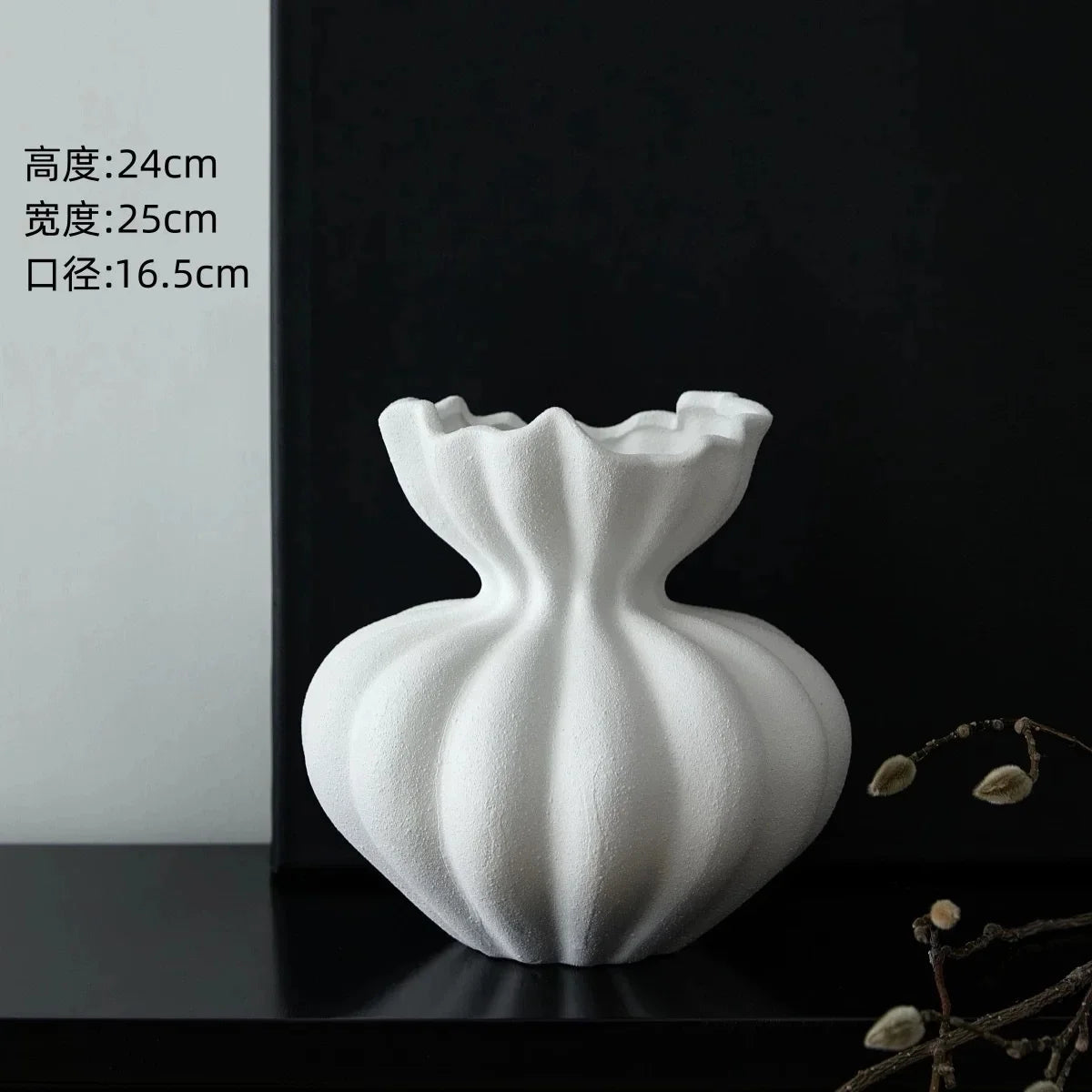 French Ceramic Vase Minimalist Floral Vessel Table Centerpiece Home Decor