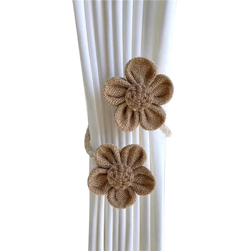 Flower Curtain Magnetic Tie Rope Backs Holdbacks Buckle Clips Accessory