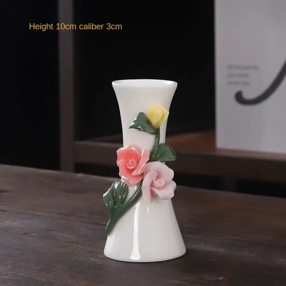 Handmade Flower Vases Ceramic Hydroponic Mini Flower Inserted Dry Flower Fragrance Bottle Home Decorations Floreros Vintage