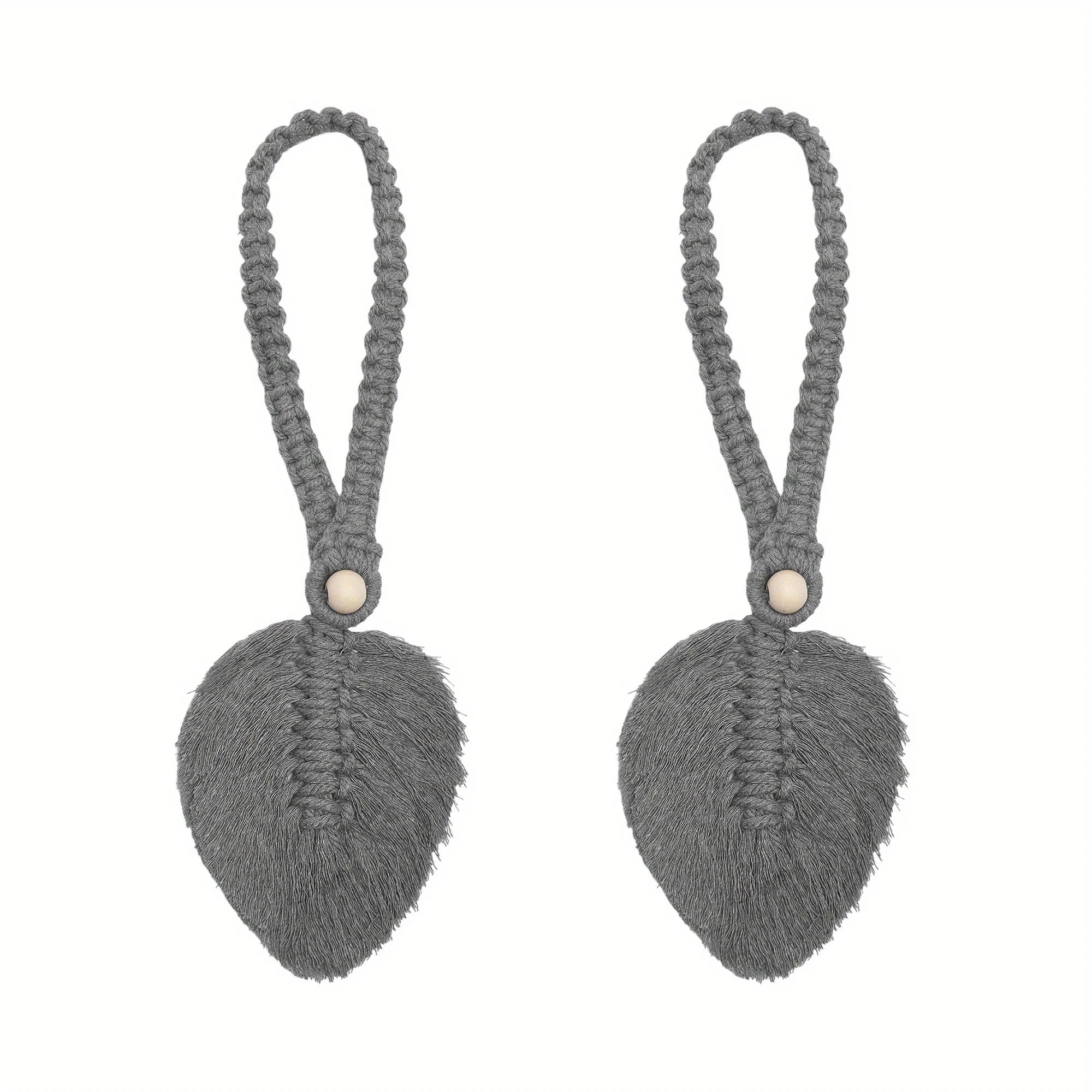 2pcs Stylish Woven Hemp Rope Leaf Design Curtain Tiebacks