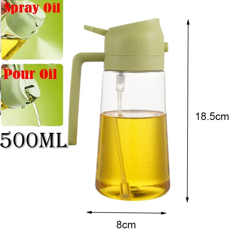 2 in 1 Pour Spray Sprayer Kitchen Fryer Air Spray Oil Dispenser Bottle for Olive Oil Cooking Frying BBQ Camping Large Capacity