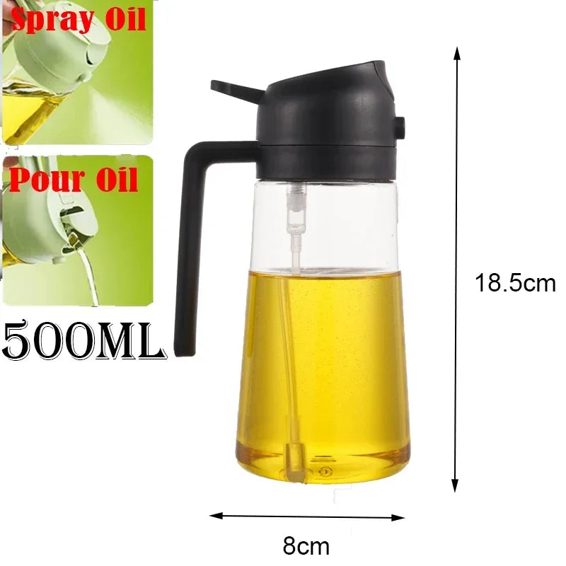 2 in 1 Pour Spray Sprayer Kitchen Fryer Air Spray Oil Dispenser Bottle for Olive Oil Cooking Frying BBQ Camping Large Capacity