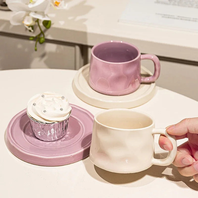 Ceramic Mugs Cute Coffee Cups and Saucers Creative Exquisite Afternoon teacup Breakfast Milk Mug Girl Gift Coffee Cup Water cups