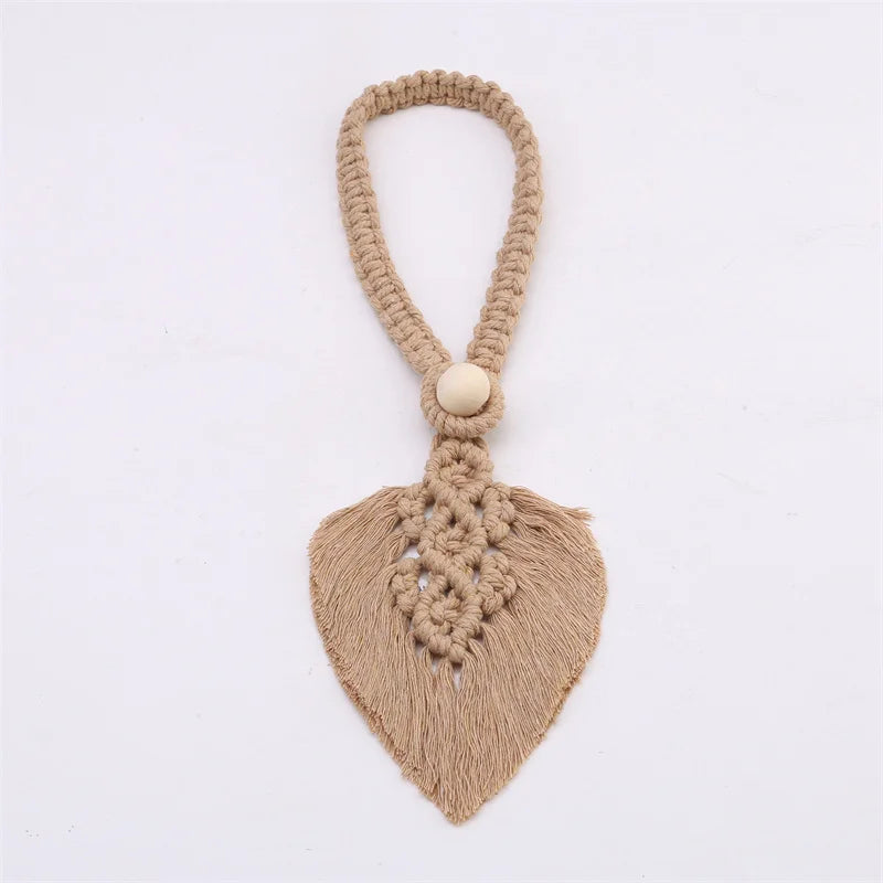 1/2PCs Handmade Curtain Tiebacks Macrame Tassel Leaf Shaped Curtain Holdback Braided Tie Back Holder Bohemian Home Decoration