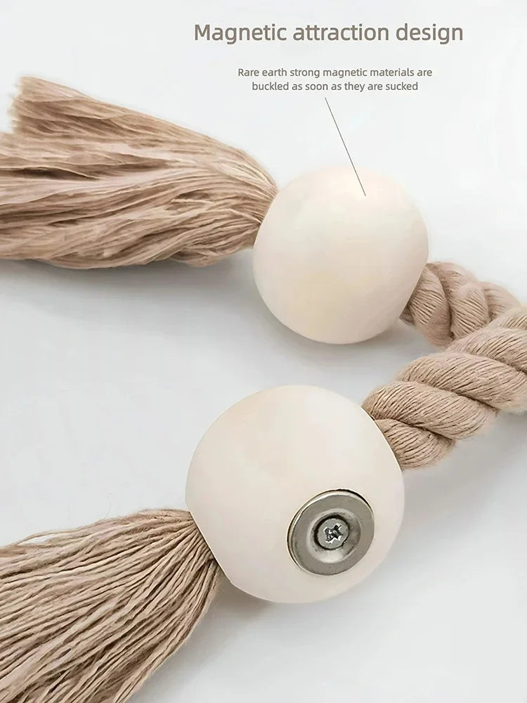 1PC Simple Fringe Beaded Curtain Strap No Punch Magnetic Adjustable Home Curtain Accessories