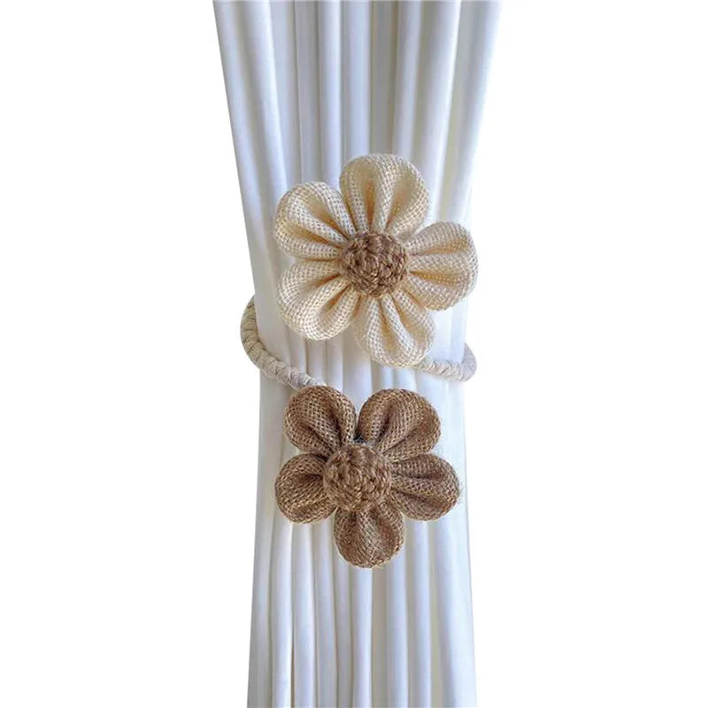 Flower Curtain Magnetic Tie Rope Backs Holdbacks Buckle Clips Accessory