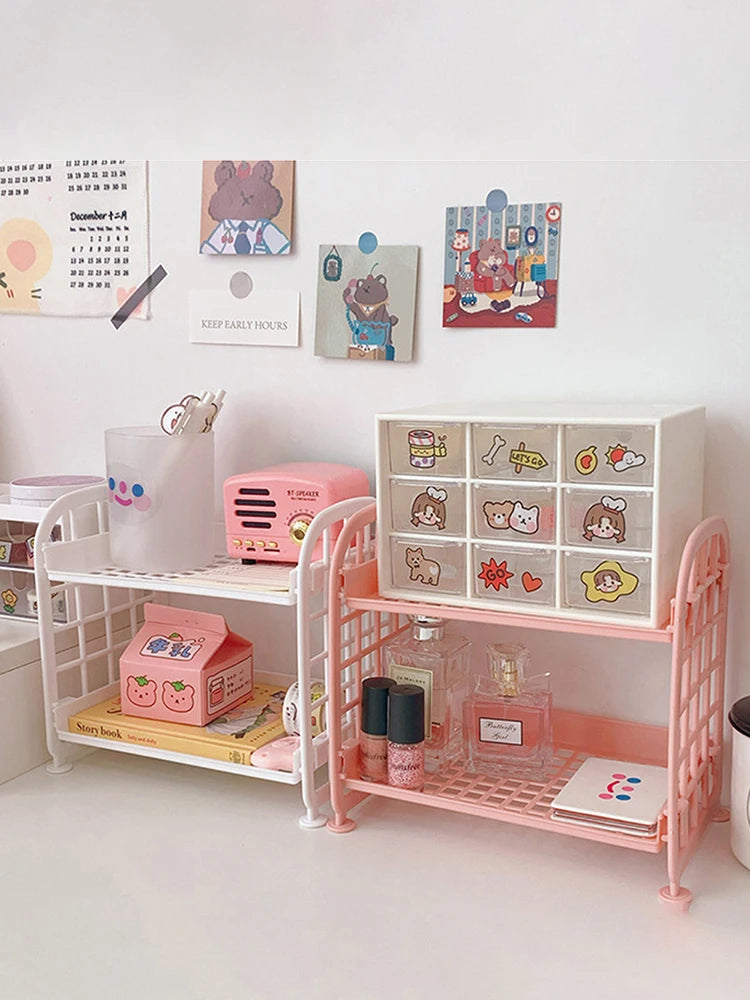 1PC High Appearance Horizontal Desktop Storage Shelf Simple Multi-storey Dormitory Storage Shelf Computer Office Available