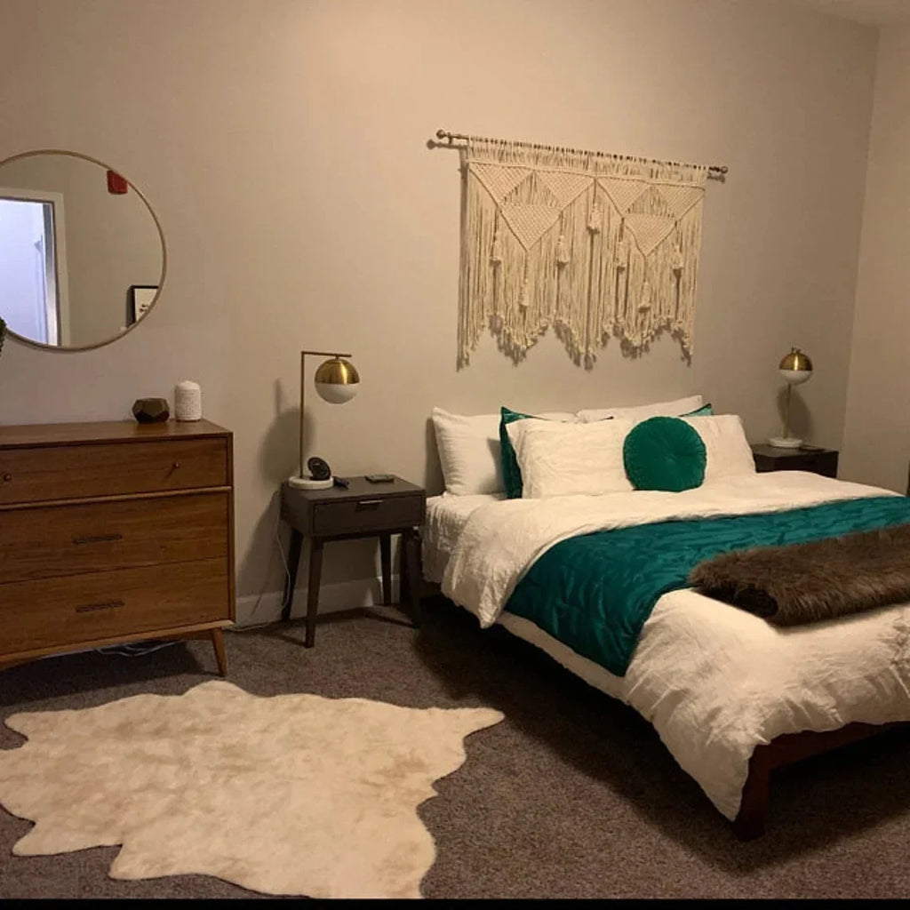 Bohemian Hand-Woven Tapestry Curtains Leaf Pattern Tassel Sofa Bedside Background Wall Hanging Room Decoration Curtain Tapestry