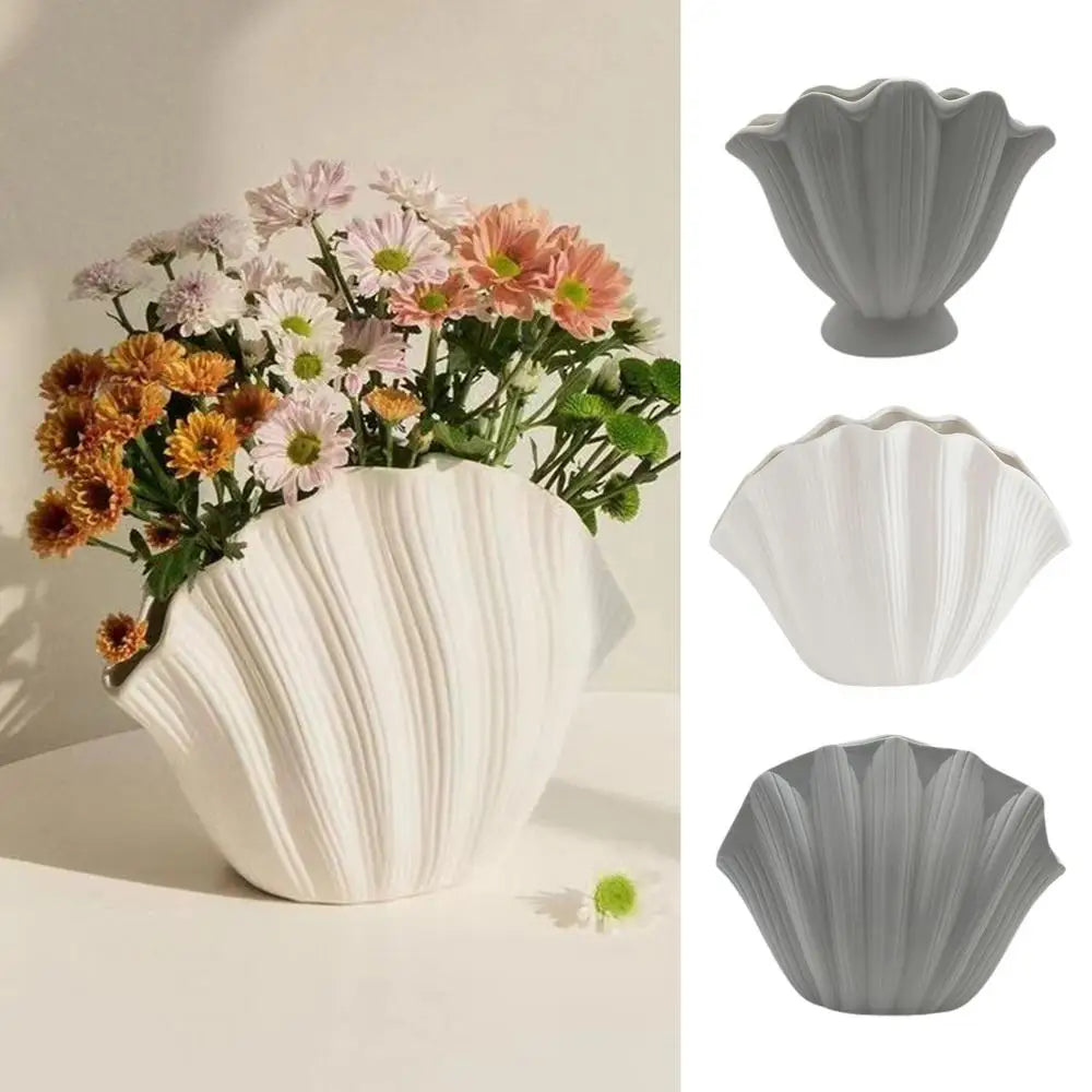 Ceramic Vase Sea Shell Lotus Leaf Leaf Shape Floral Arrangement Accessories Flower Vase Terrarium Room Decoration supplies