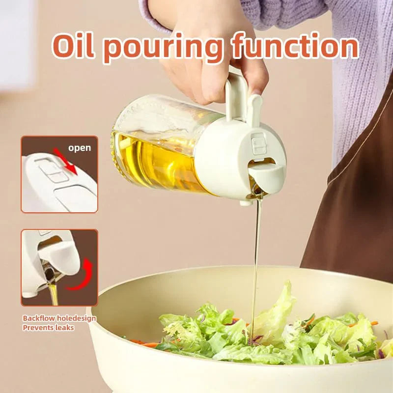 2 in 1 Pour Spray Sprayer Kitchen Fryer Air Spray Oil Dispenser Bottle for Olive Oil Cooking Frying BBQ Camping Large Capacity