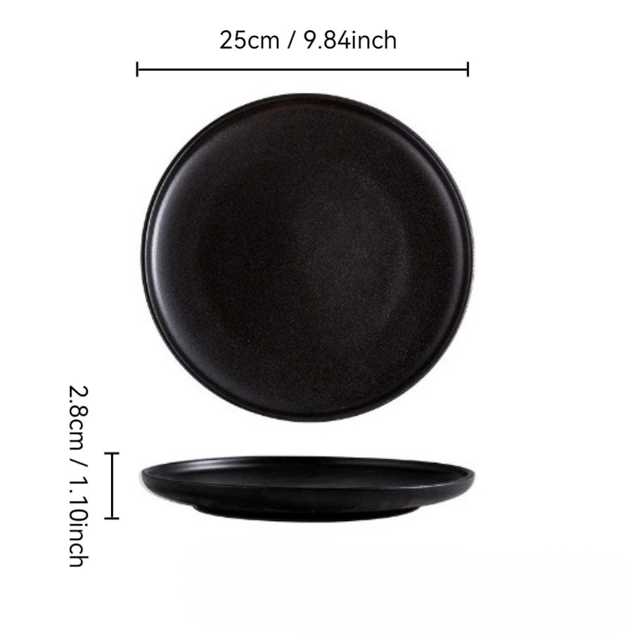 Ceramics Plate Set Home Black Plates Dishes Japanese Style Dinnerware Set Kitchen Decoration Steak Western Food Breakfast Plates