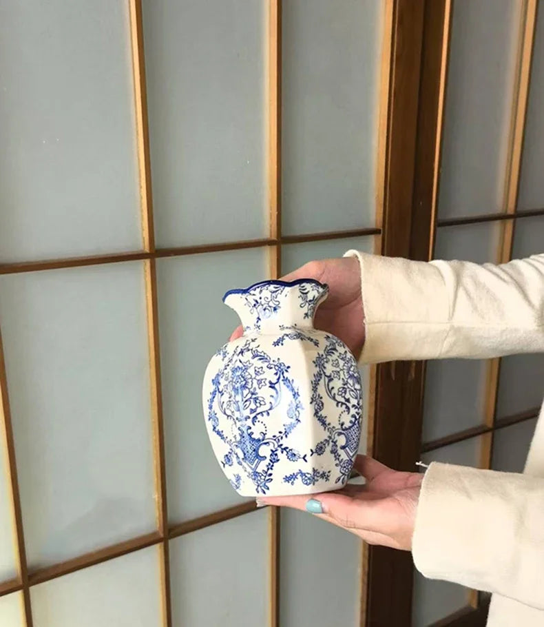 Hand-Painted Blue White Porcelain Vase