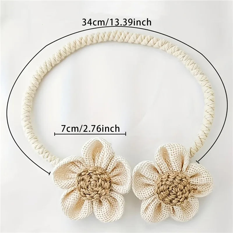 Flower Curtain Magnetic Tie Rope Backs Holdbacks Buckle Clips Accessory