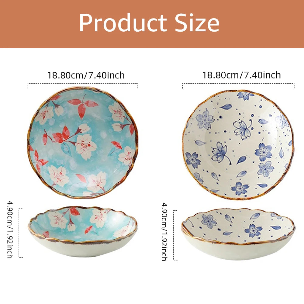 7.4inch Ceramic Dinner Plates Japanese Retro Deep Round Plate Dinner Plates Pasta Plate Kitchen Tableware Microwave Oven Bakware
