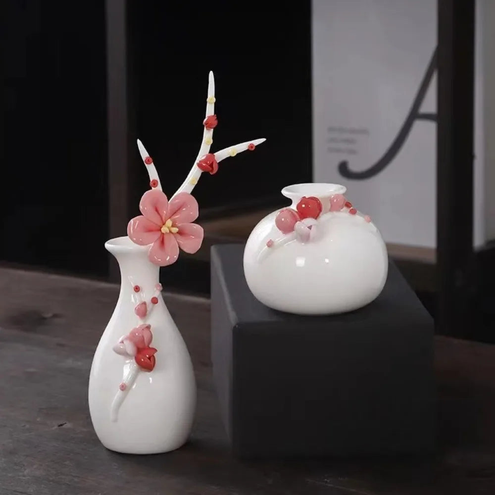 Handmade Flower Vases Ceramic Hydroponic Mini Flower Inserted Dry Flower Fragrance Bottle Home Decorations Floreros Vintage