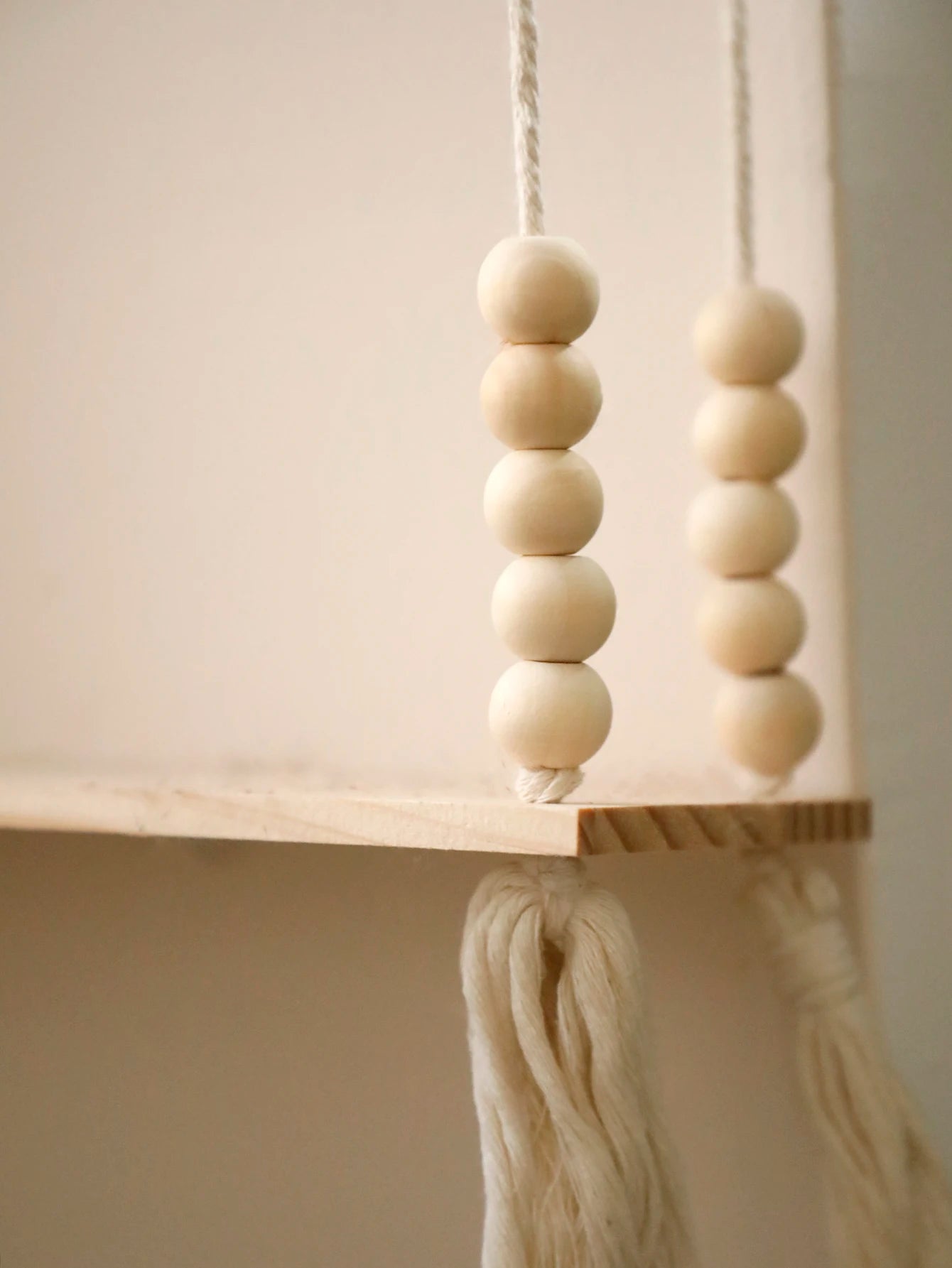 Macrame Hanging Shelf Wall Decor Handmade Rope Rustic Wood Floating Wall Shelf Display Stand Corner Wall Shelf For Photos Plant